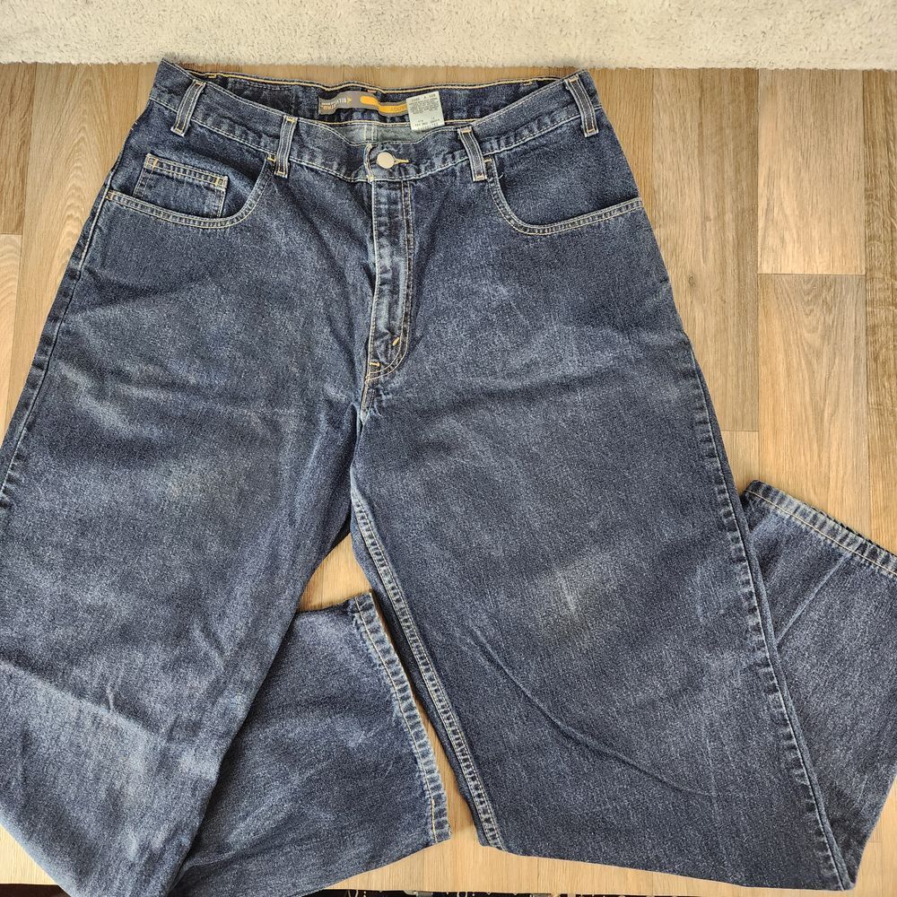 Vintage 2002 SilverTab Baggy Fit Men's 36x32 Dark Wash Denim Straight‎ Leg Jeans